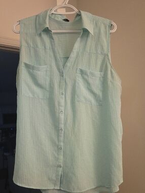 Express Sleeveless Button-Front Shirt in Mint